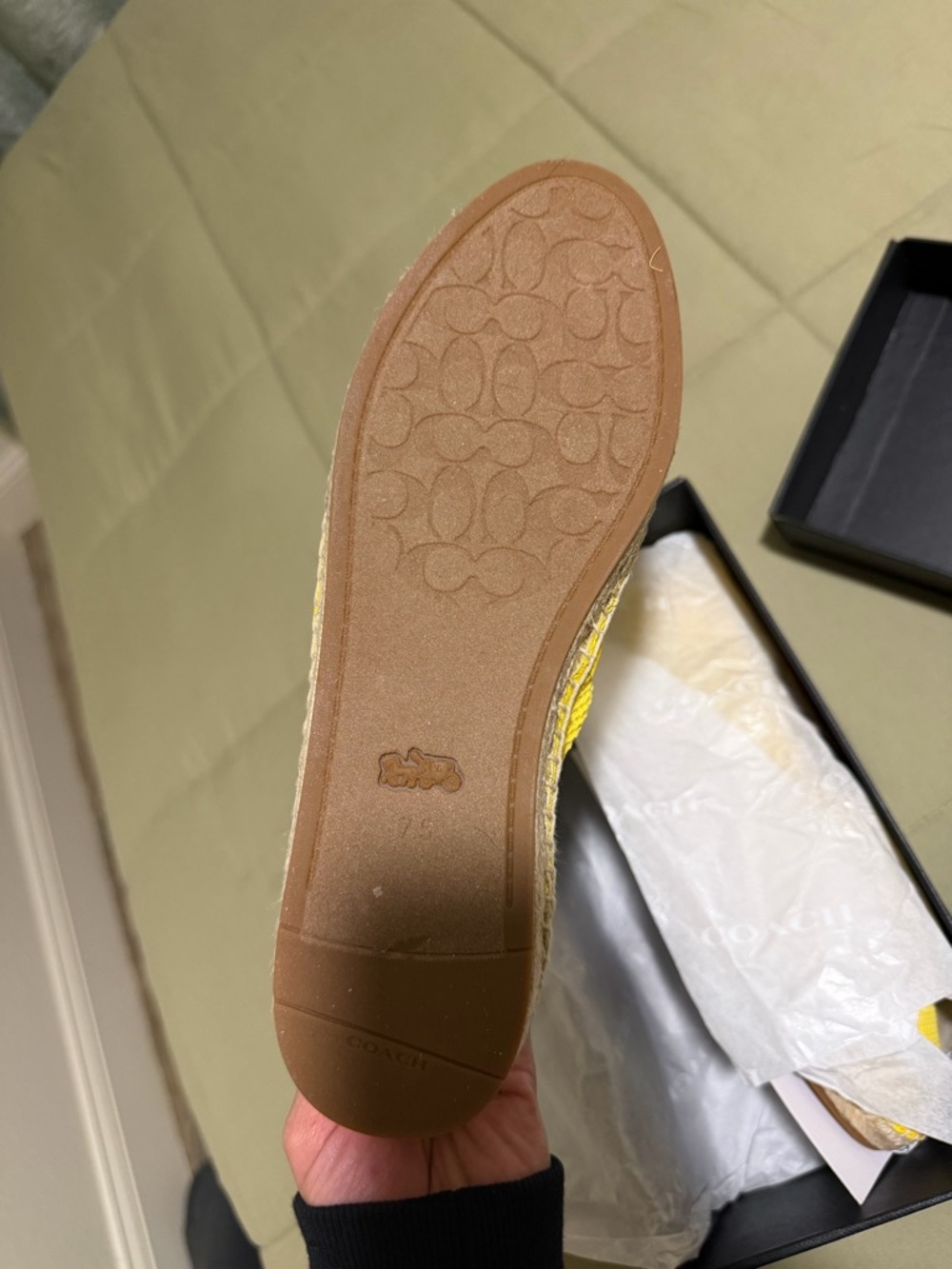 Coach Bright Yellow Knit Slip-On Espadrille - Picture 4 of 5